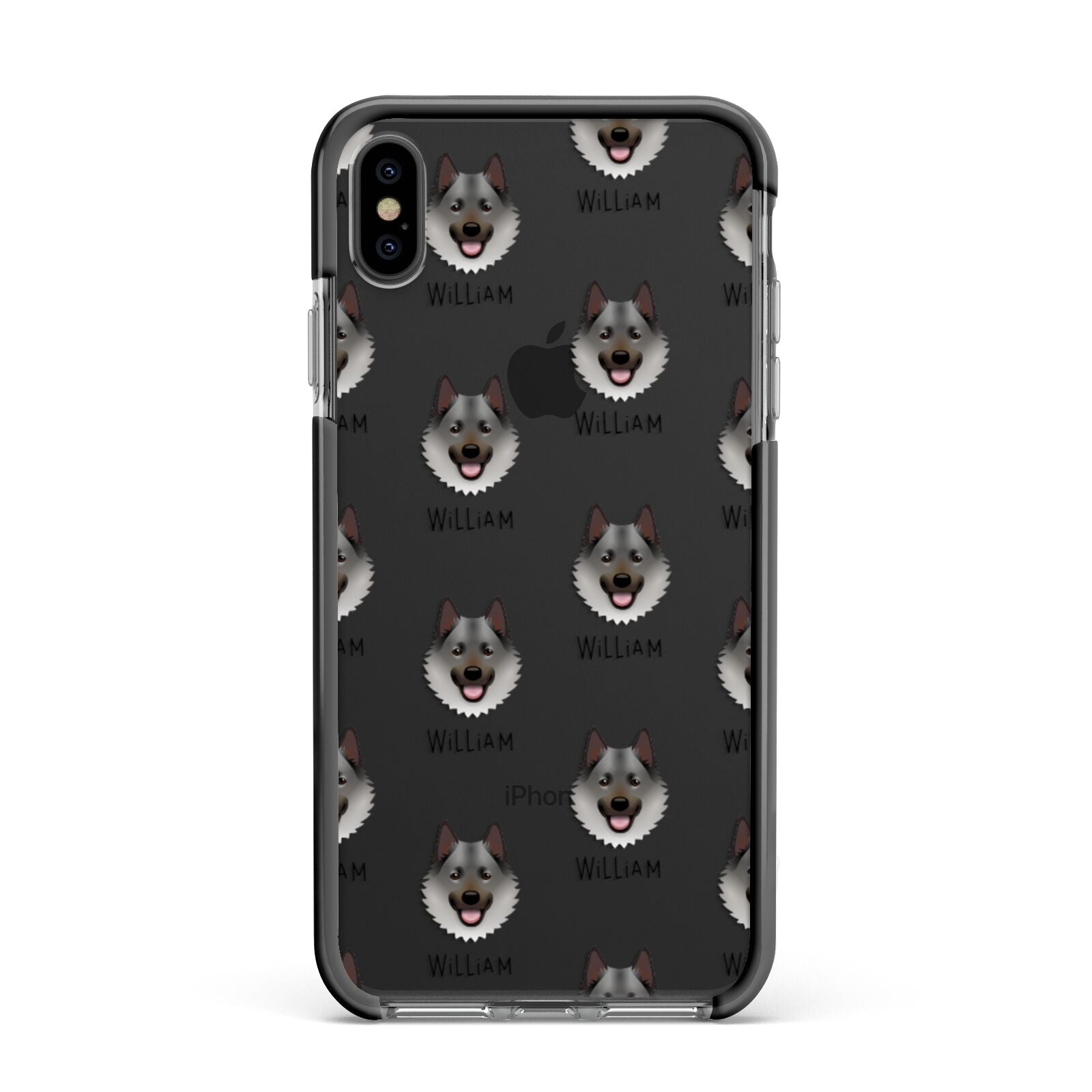 Norwegian Elkhound Icon with Name Apple iPhone Xs Max Impact Case Black Edge on Black Phone
