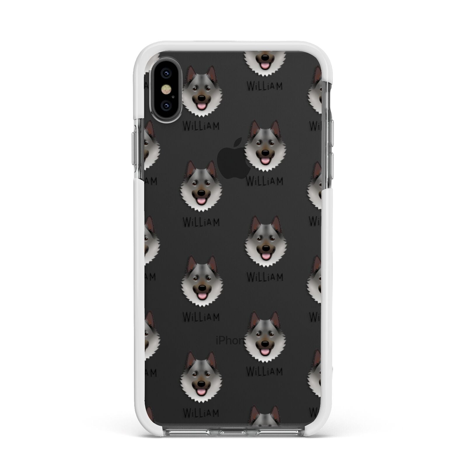 Norwegian Elkhound Icon with Name Apple iPhone Xs Max Impact Case White Edge on Black Phone
