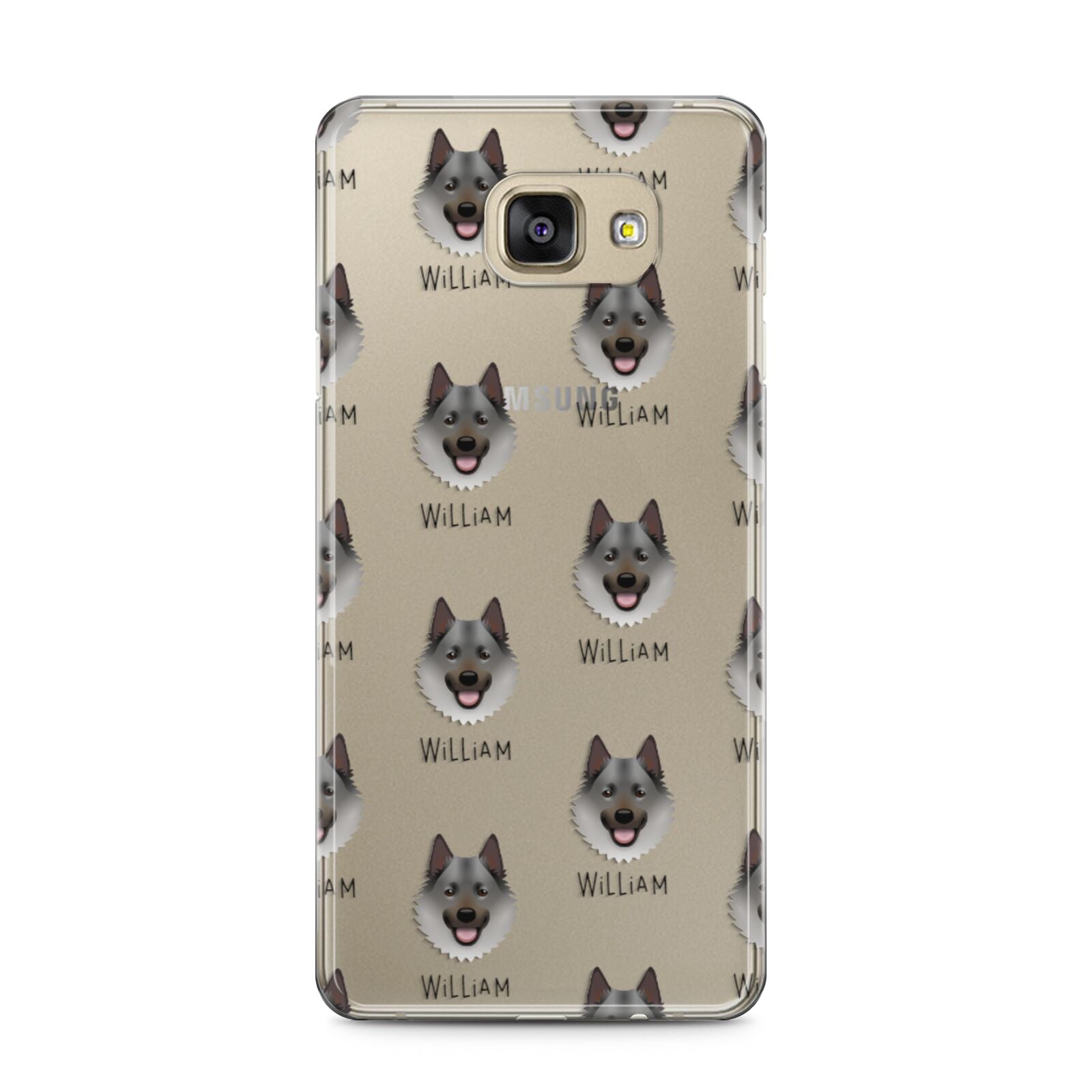 Norwegian Elkhound Icon with Name Samsung Galaxy A5 2016 Case on gold phone