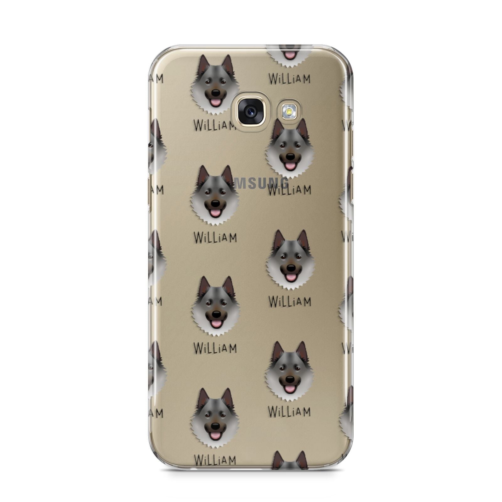 Norwegian Elkhound Icon with Name Samsung Galaxy A5 2017 Case on gold phone