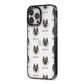 Norwegian Elkhound Icon with Name iPhone 13 Pro Max Black Impact Case Side Angle on Silver phone