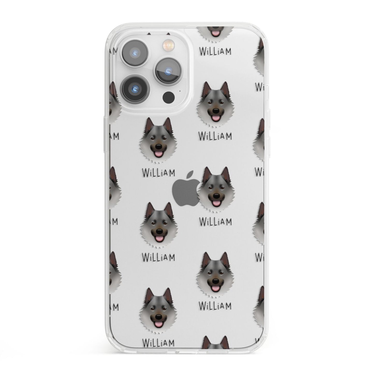 Norwegian Elkhound Icon with Name iPhone 13 Pro Max Clear Bumper Case