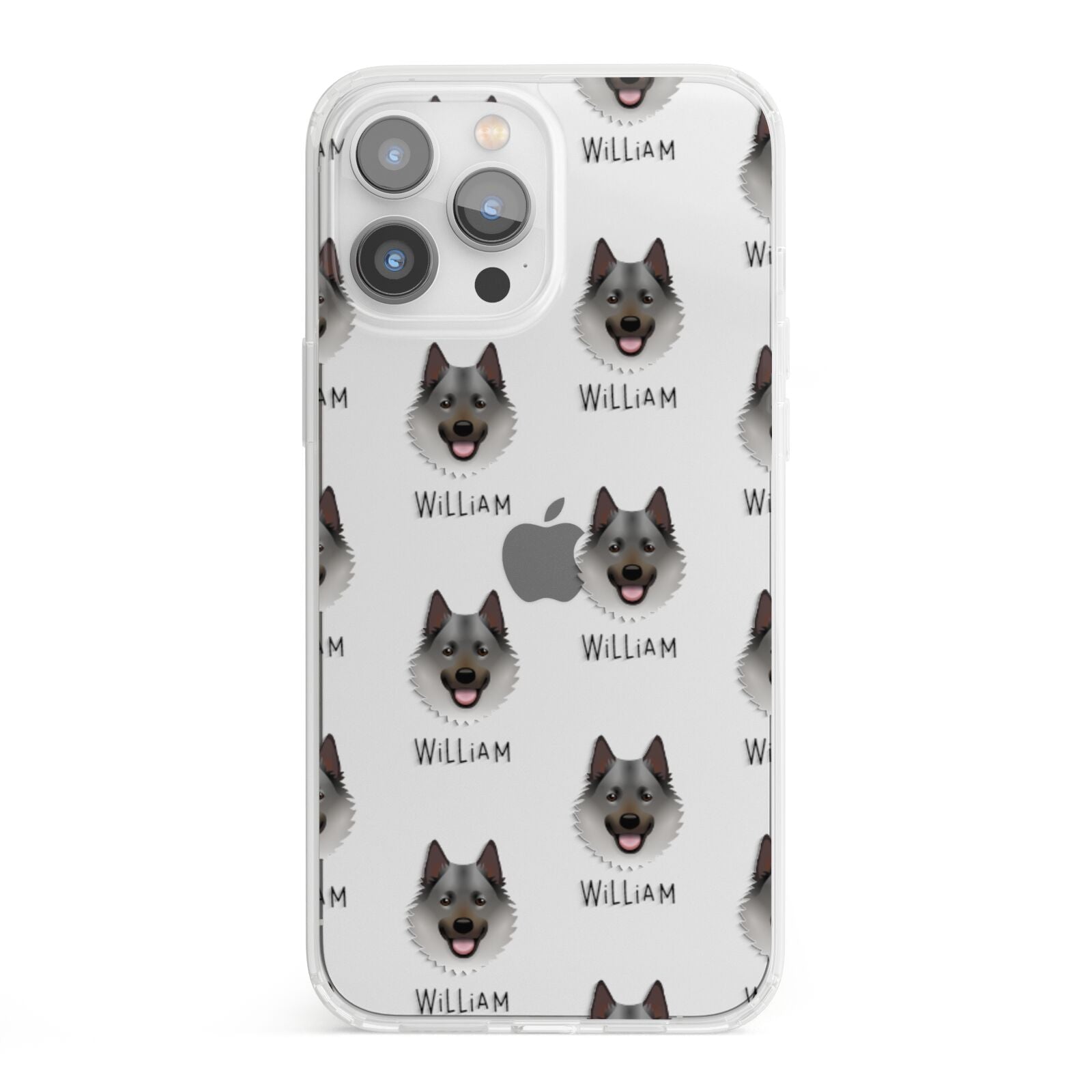 Norwegian Elkhound Icon with Name iPhone 13 Pro Max Clear Bumper Case
