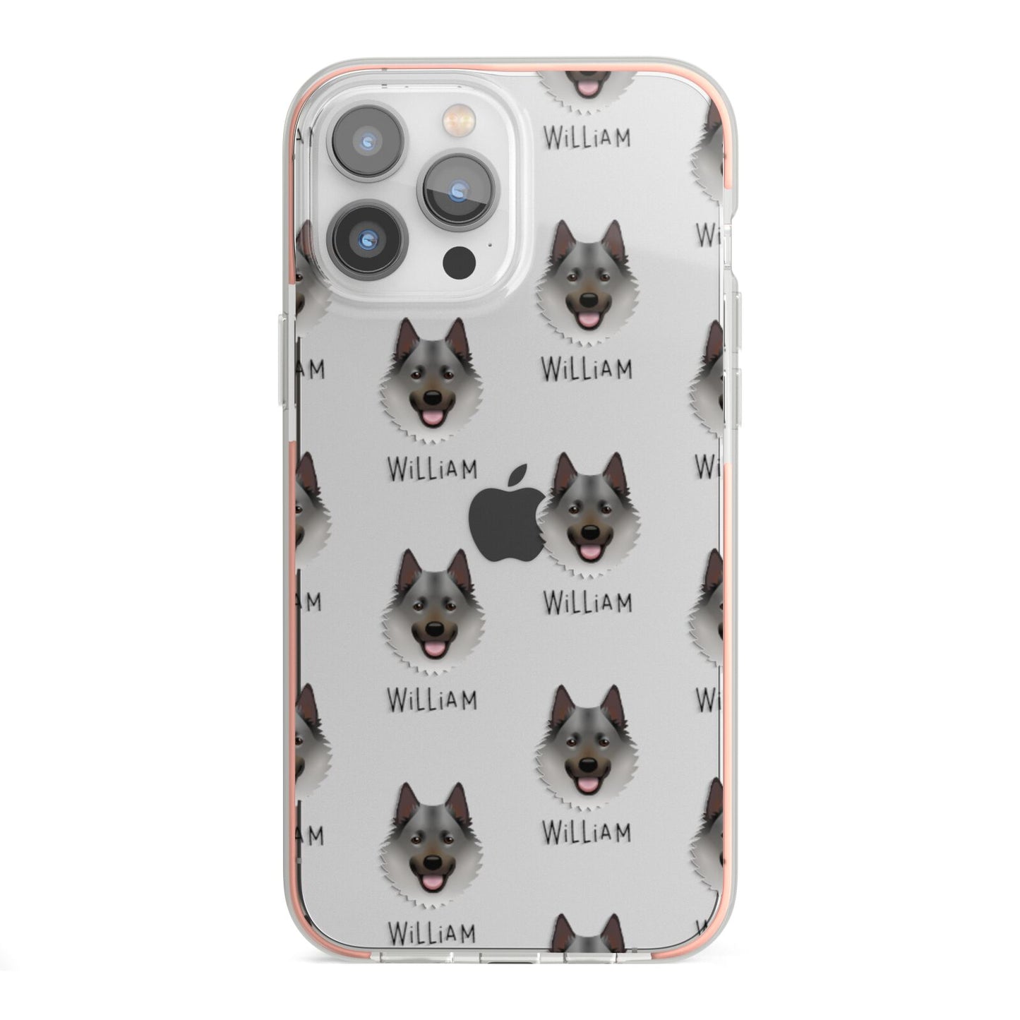 Norwegian Elkhound Icon with Name iPhone 13 Pro Max TPU Impact Case with Pink Edges
