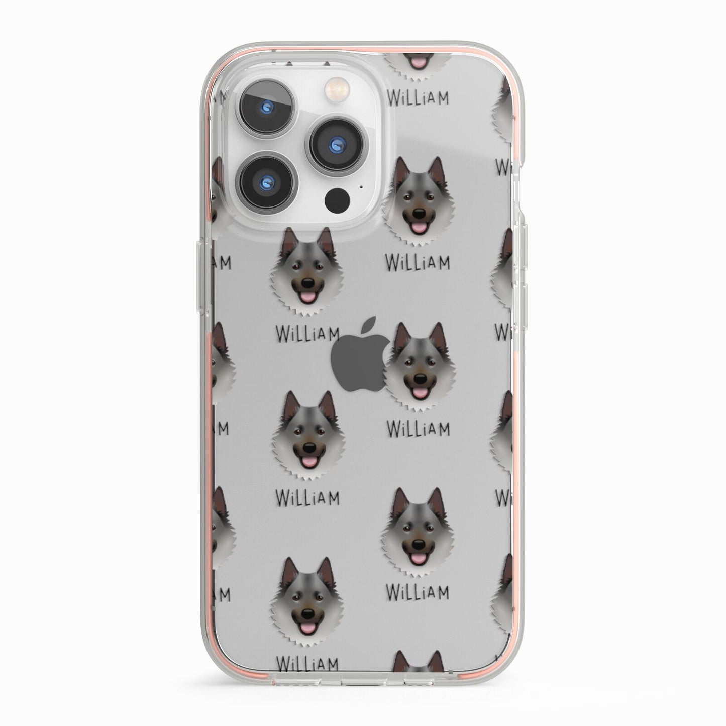Norwegian Elkhound Icon with Name iPhone 13 Pro TPU Impact Case with Pink Edges