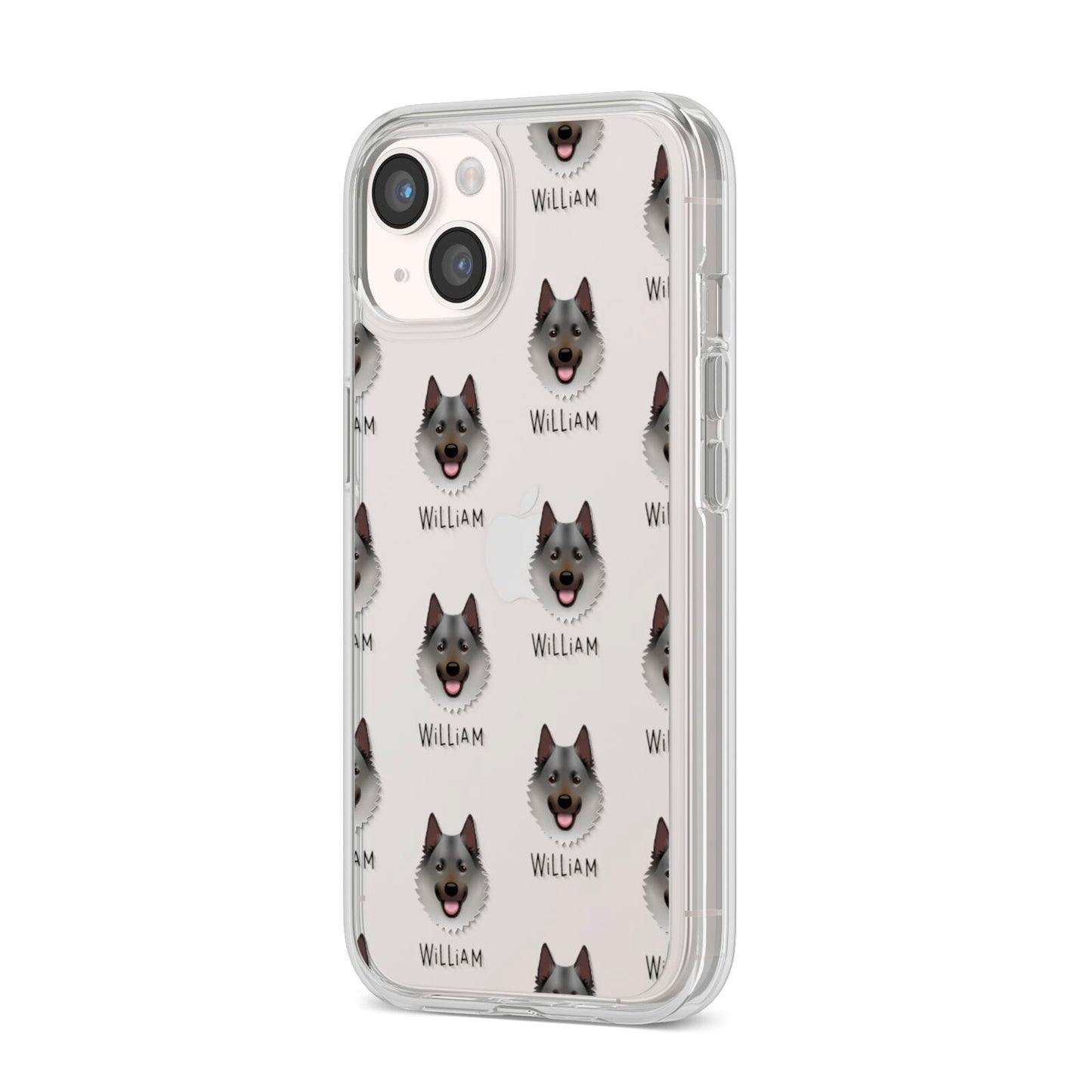 Norwegian Elkhound Icon with Name iPhone 14 Clear Tough Case Starlight Angled Image