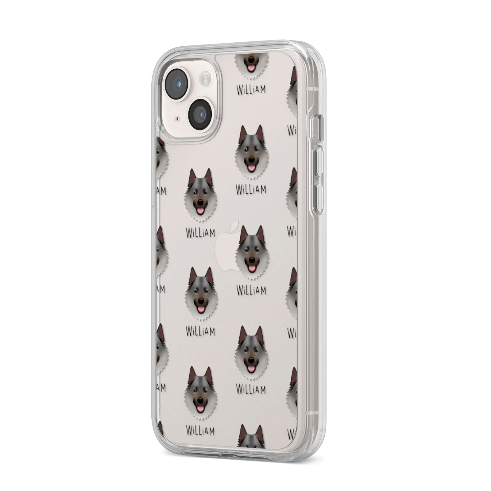 Norwegian Elkhound Icon with Name iPhone 14 Plus Clear Tough Case Starlight Angled Image