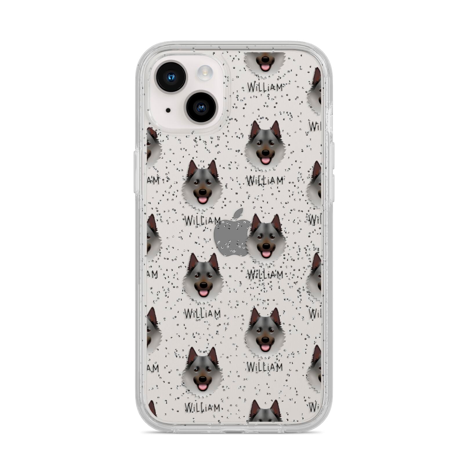 Norwegian Elkhound Icon with Name iPhone 14 Plus Glitter Tough Case Starlight