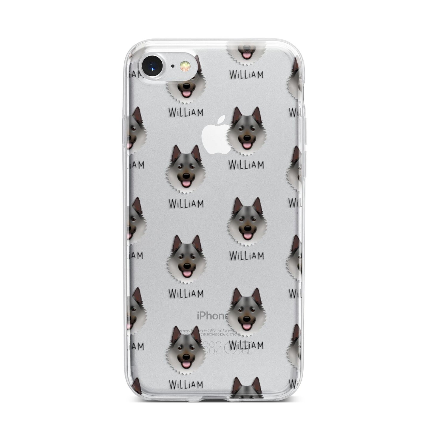 Norwegian Elkhound Icon with Name iPhone 7 Bumper Case on Silver iPhone
