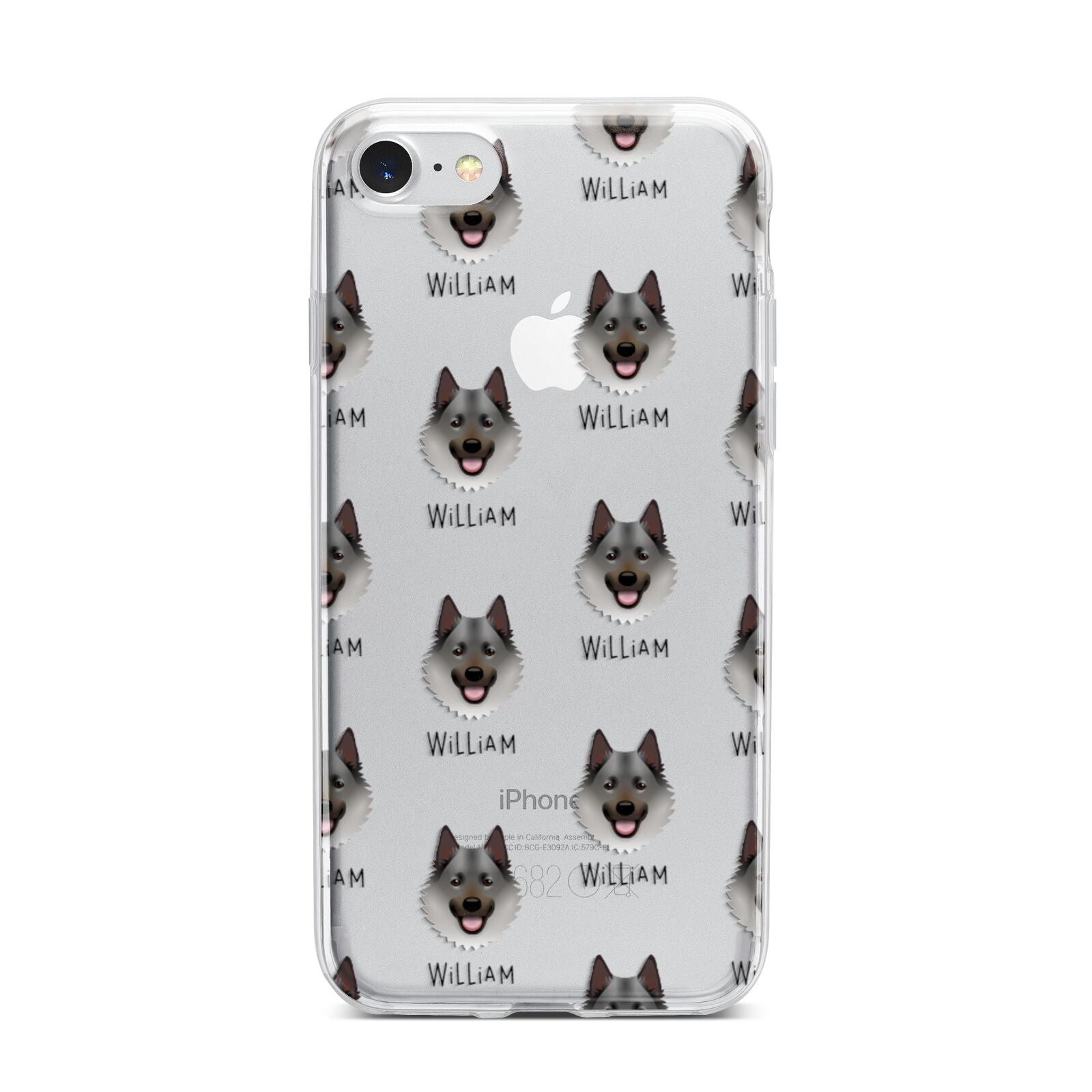 Norwegian Elkhound Icon with Name iPhone 7 Bumper Case on Silver iPhone