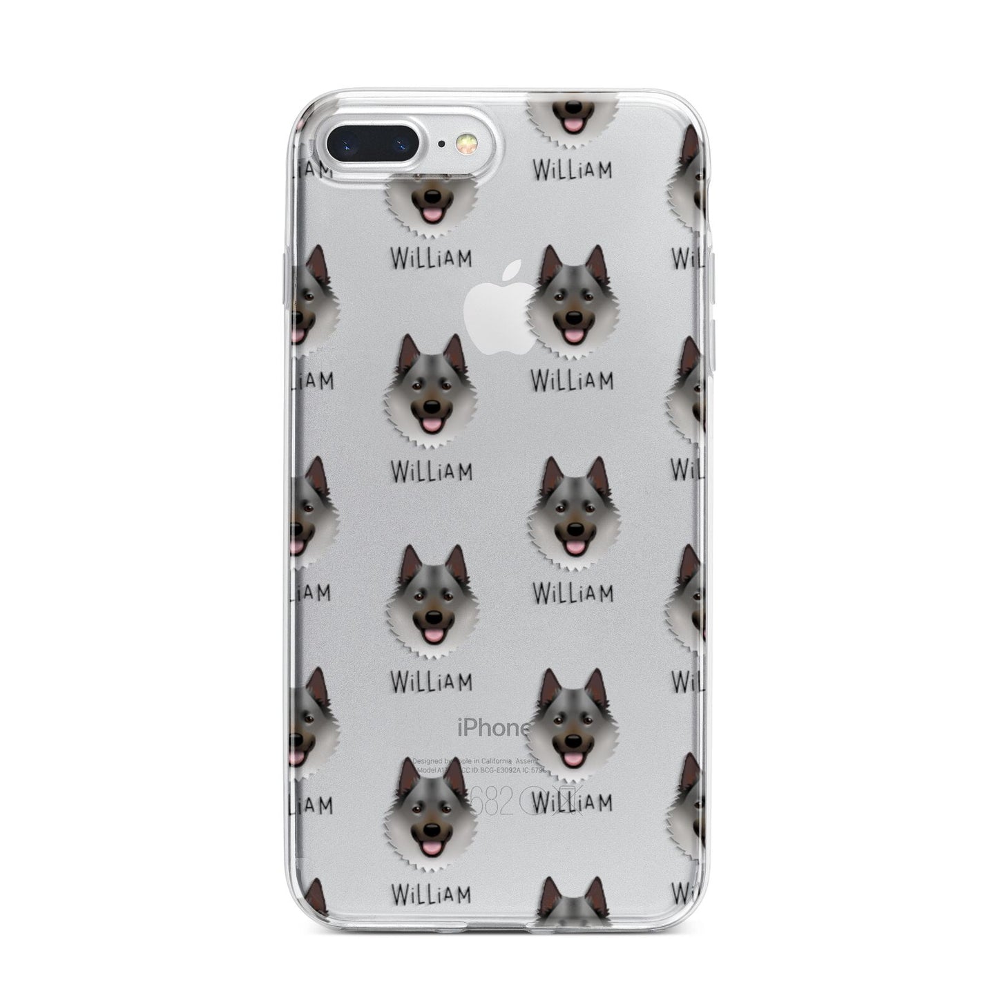 Norwegian Elkhound Icon with Name iPhone 7 Plus Bumper Case on Silver iPhone