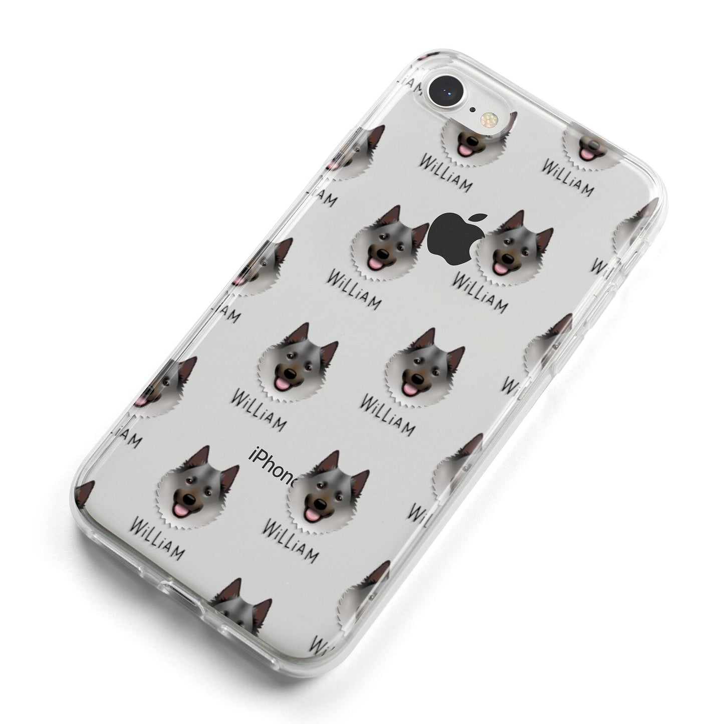 Norwegian Elkhound Icon with Name iPhone 8 Bumper Case on Silver iPhone Alternative Image