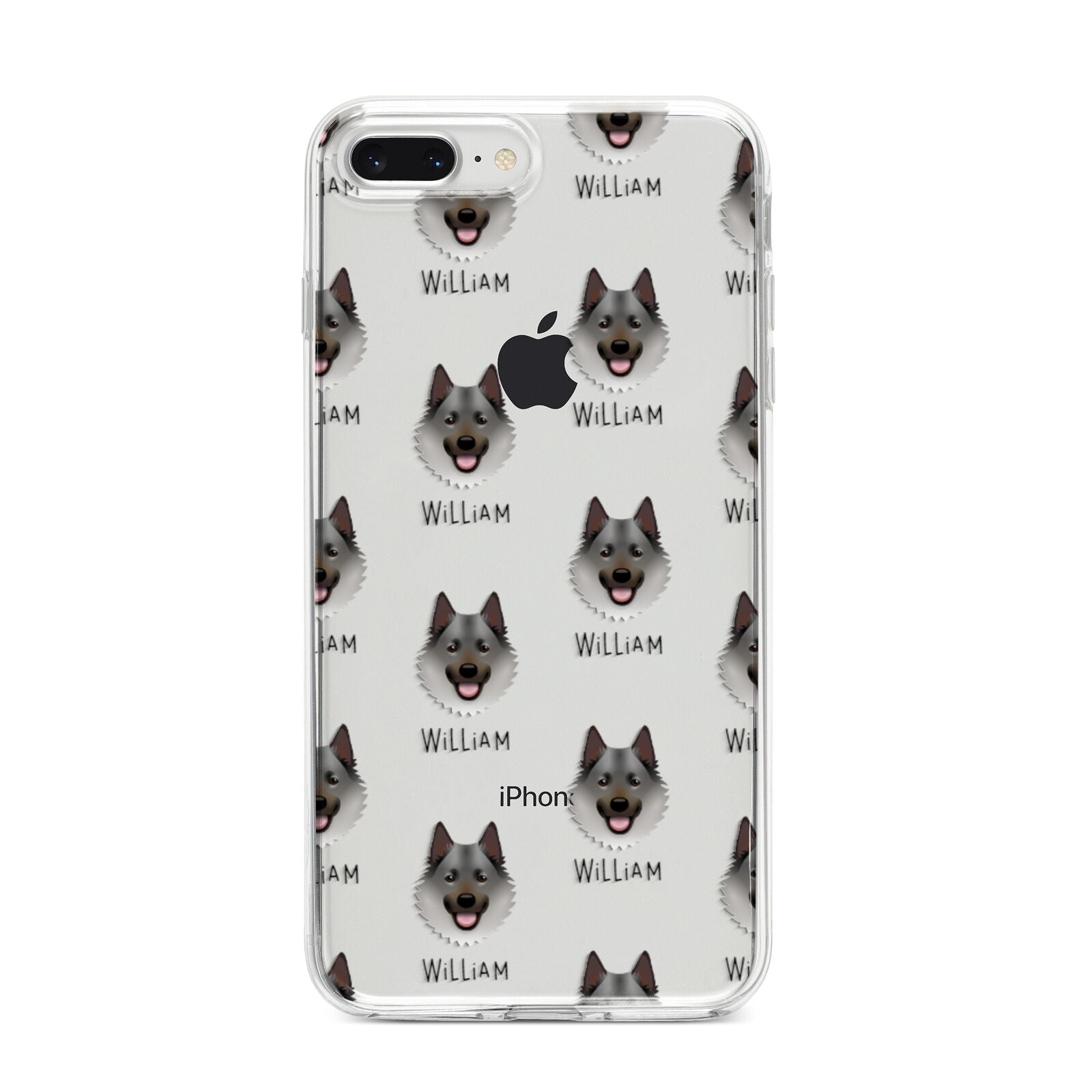 Norwegian Elkhound Icon with Name iPhone 8 Plus Bumper Case on Silver iPhone