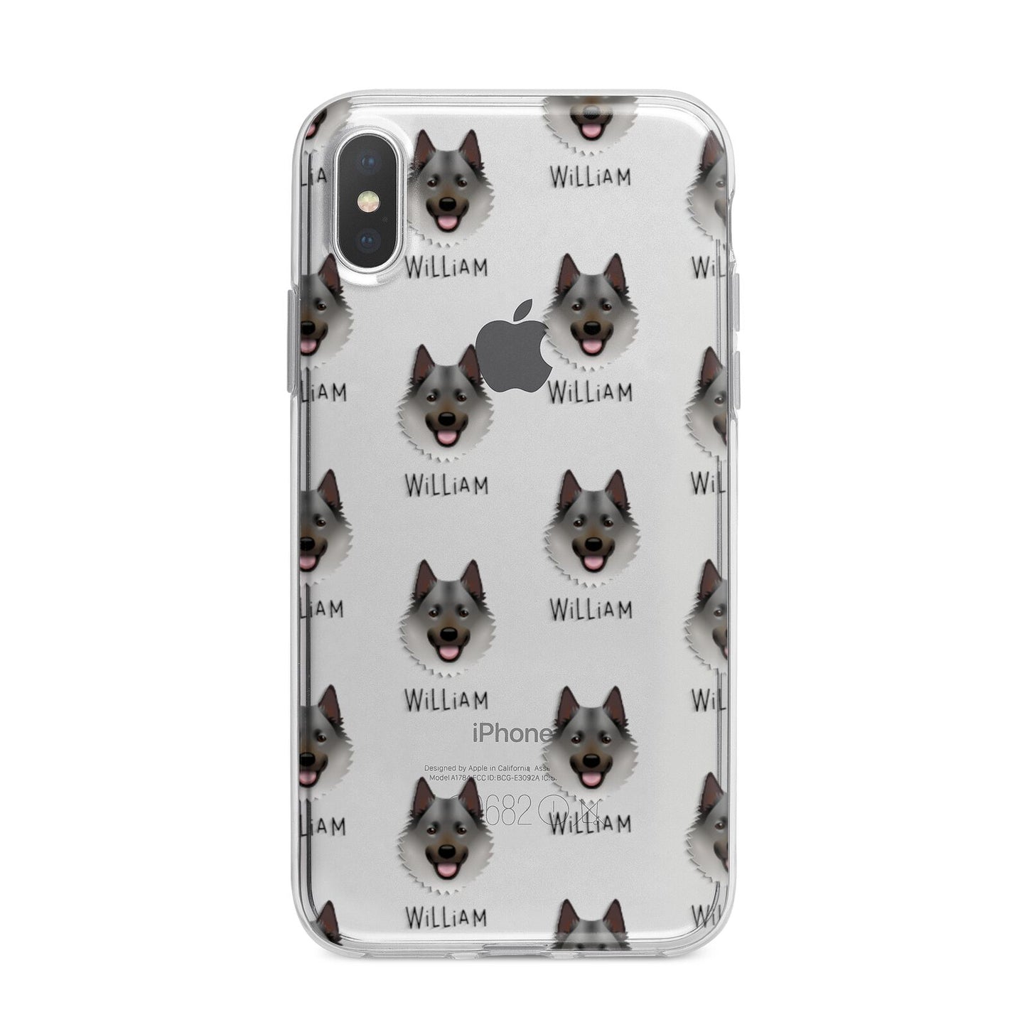 Norwegian Elkhound Icon with Name iPhone X Bumper Case on Silver iPhone Alternative Image 1