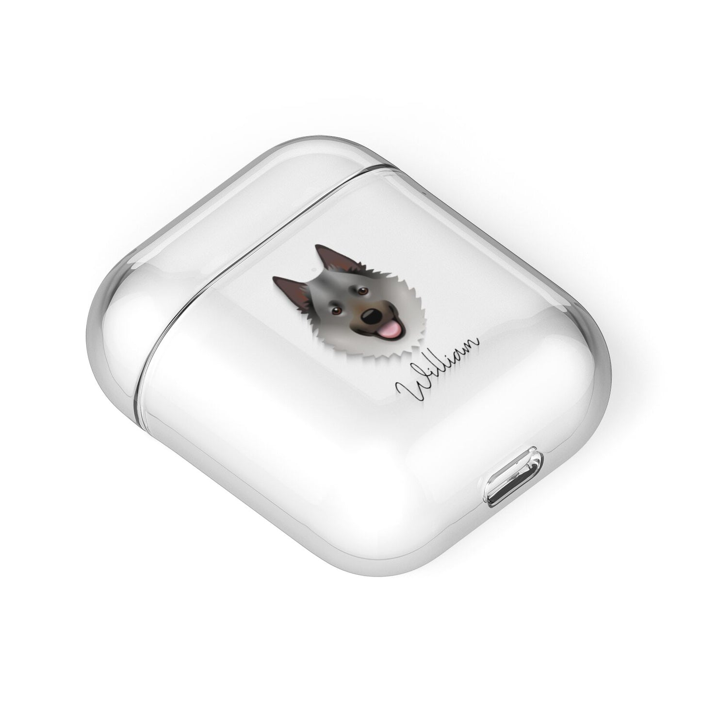 Norwegian Elkhound Personalised AirPods Case Laid Flat