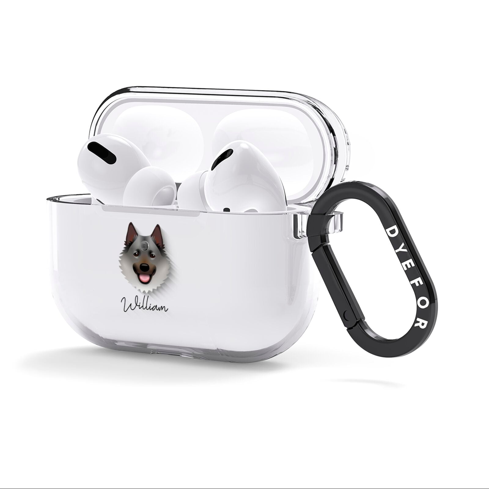 Norwegian Elkhound Personalised AirPods Clear Case 3rd Gen Side Image
