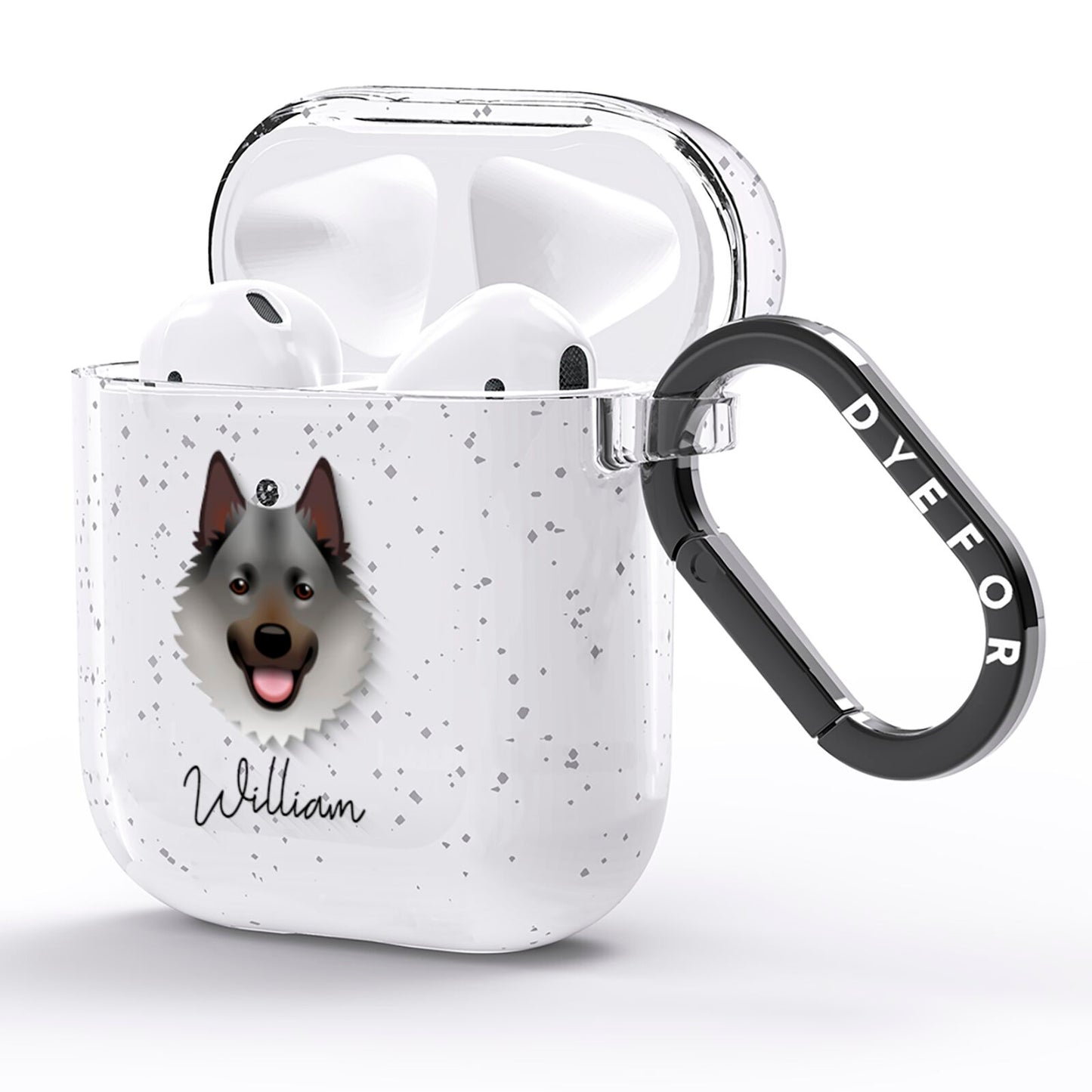 Norwegian Elkhound Personalised AirPods Glitter Case Side Image