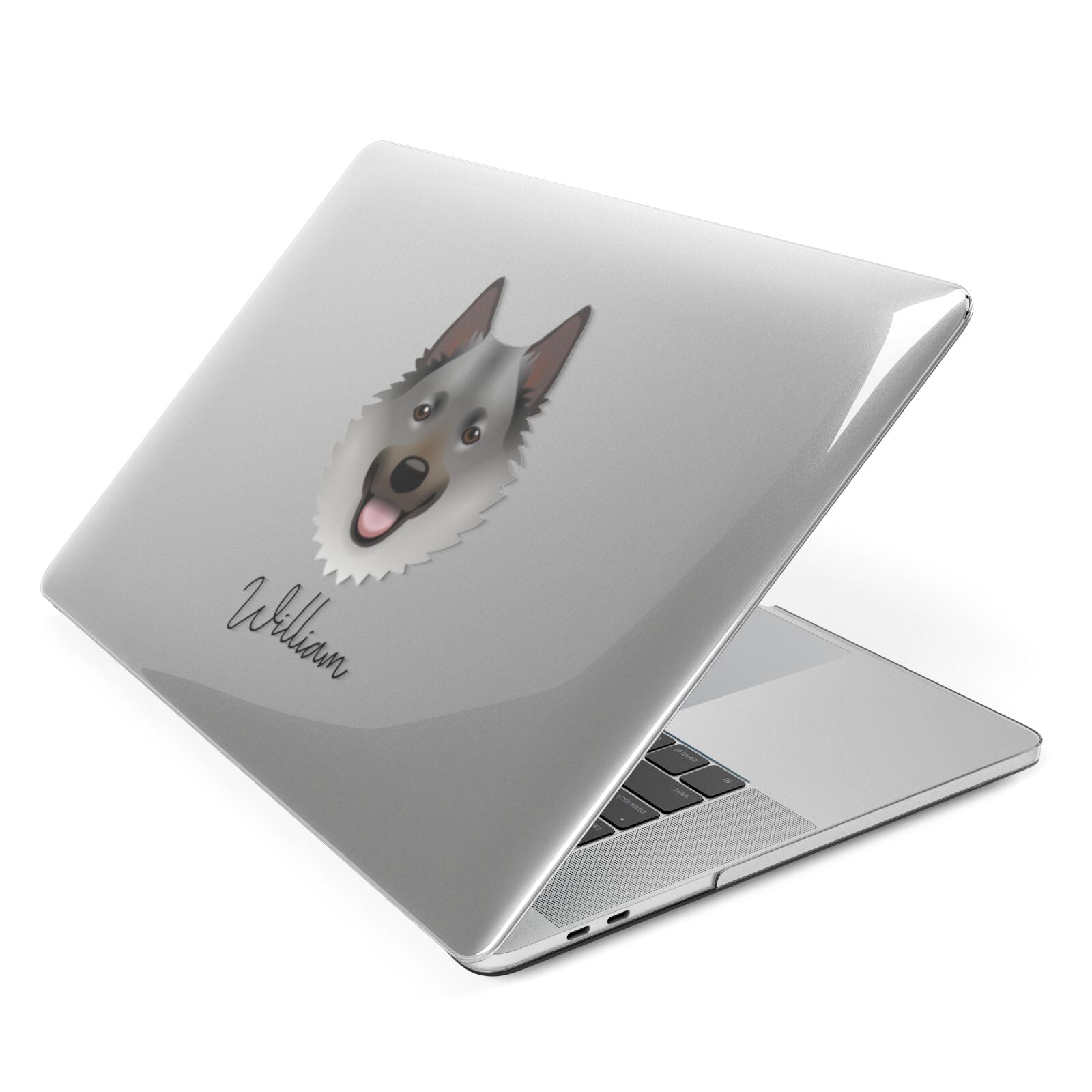 Norwegian Elkhound Personalised Apple MacBook Case Side View