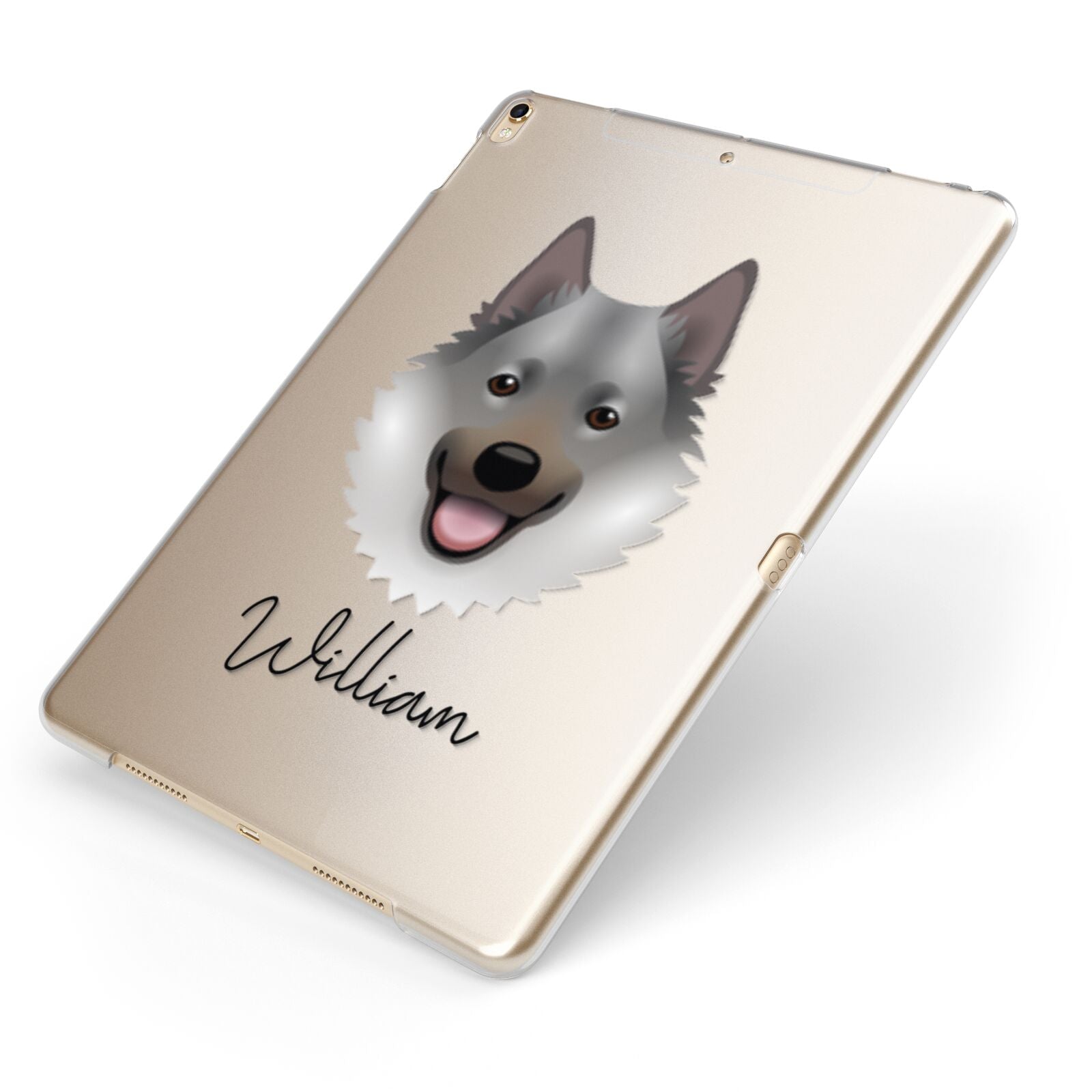 Norwegian Elkhound Personalised Apple iPad Case on Gold iPad Side View