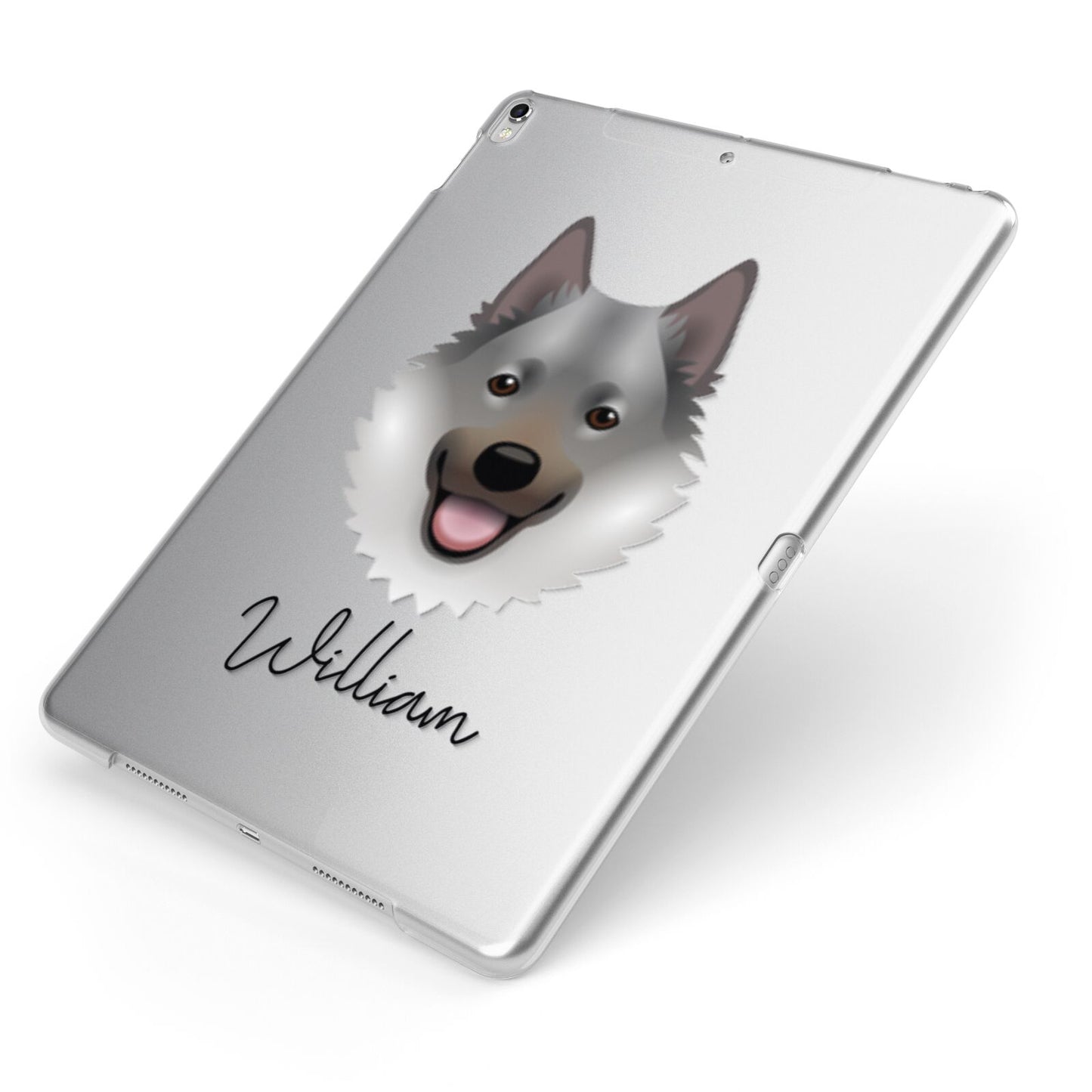 Norwegian Elkhound Personalised Apple iPad Case on Silver iPad Side View