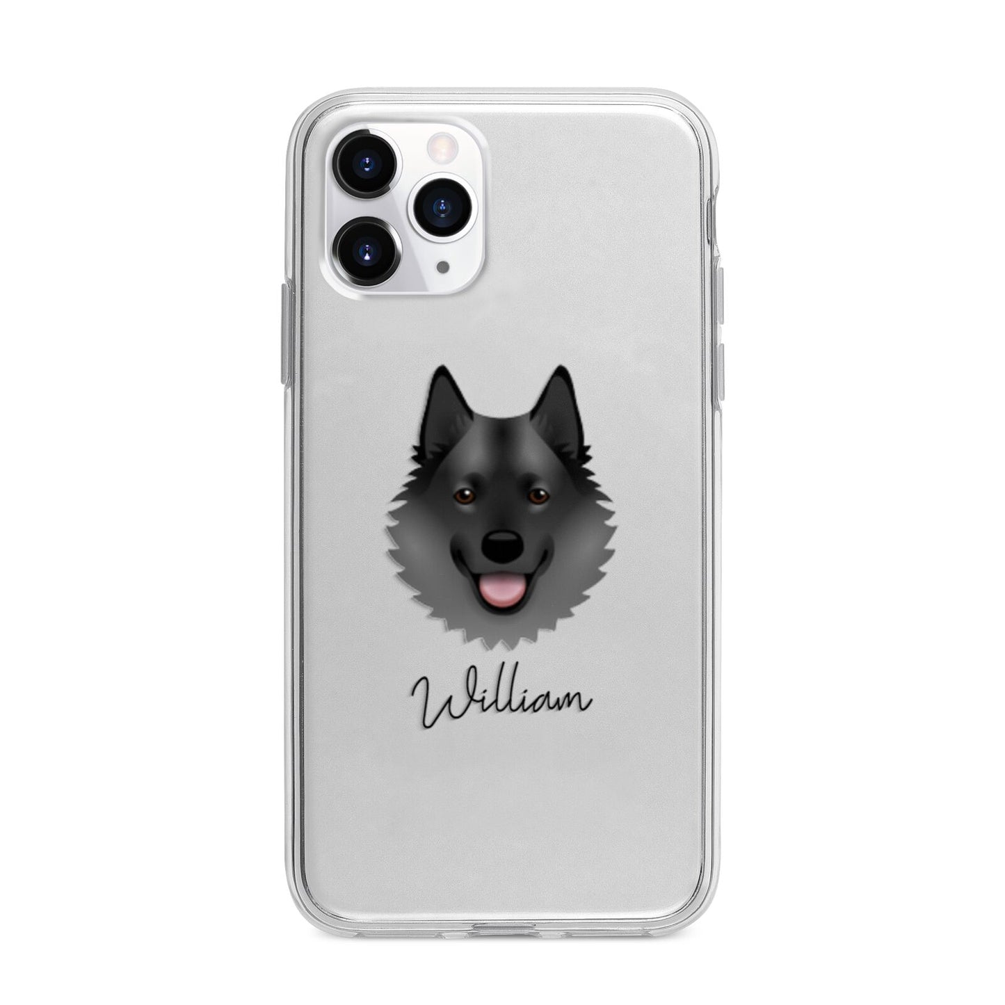 Norwegian Elkhound Personalised Apple iPhone 11 Pro Max in Silver with Bumper Case