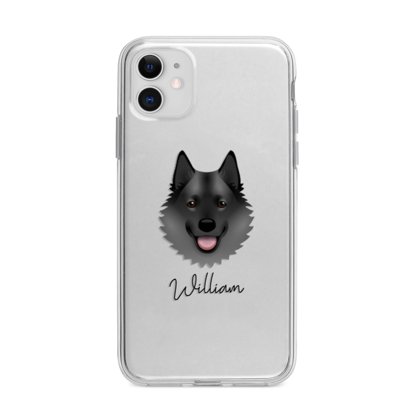 Norwegian Elkhound Personalised Apple iPhone 11 in White with Bumper Case