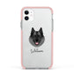 Norwegian Elkhound Personalised Apple iPhone 11 in White with Pink Impact Case