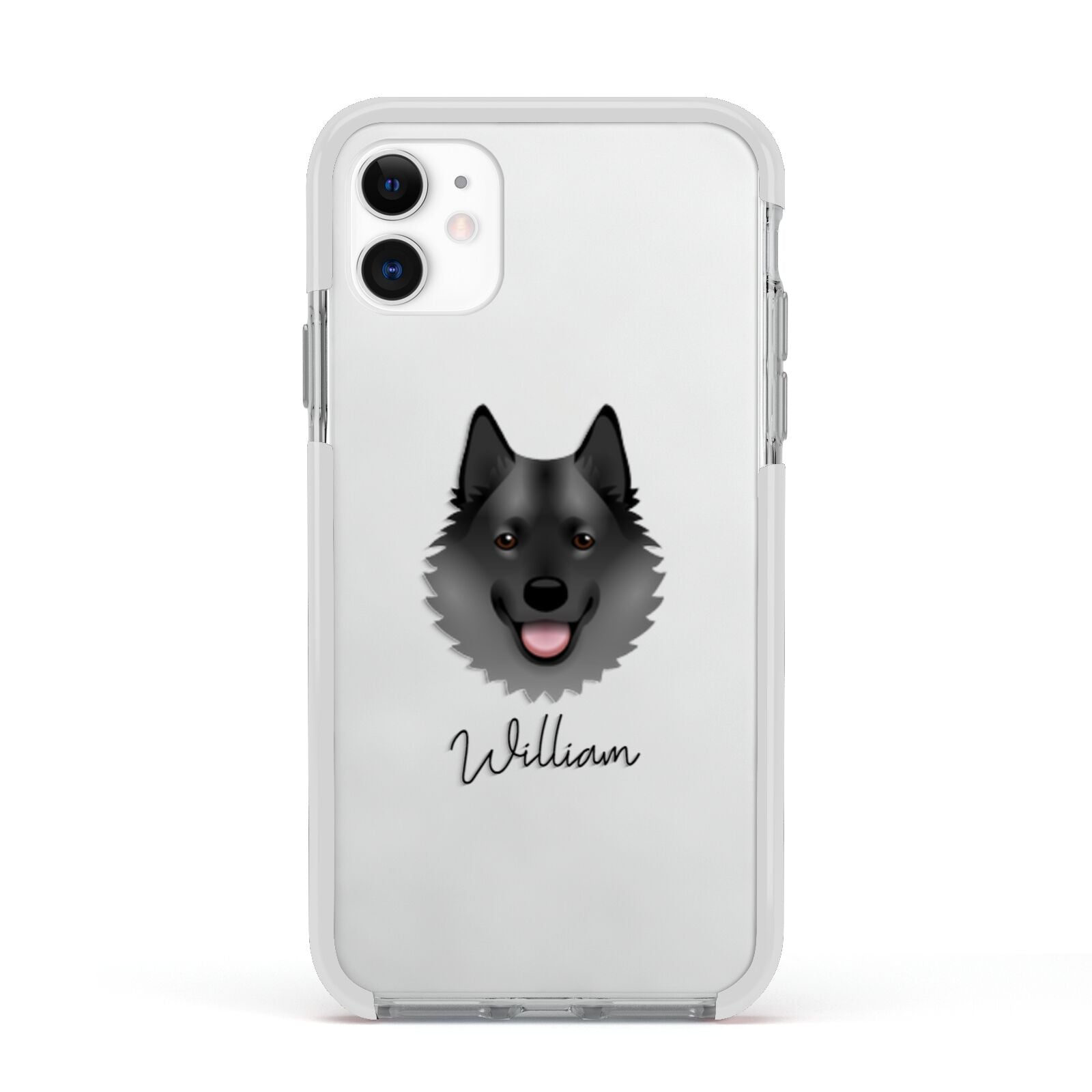 Norwegian Elkhound Personalised Apple iPhone 11 in White with White Impact Case
