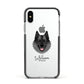 Norwegian Elkhound Personalised Apple iPhone Xs Impact Case Black Edge on Silver Phone