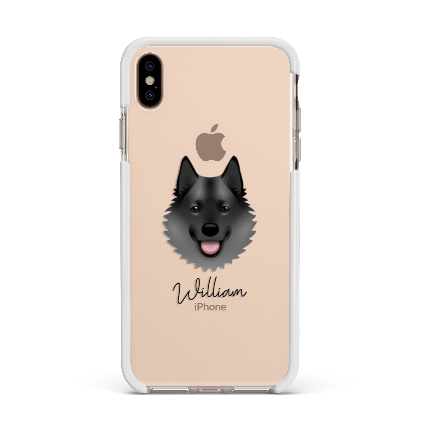 Norwegian Elkhound Personalised Apple iPhone Xs Max Impact Case White Edge on Gold Phone