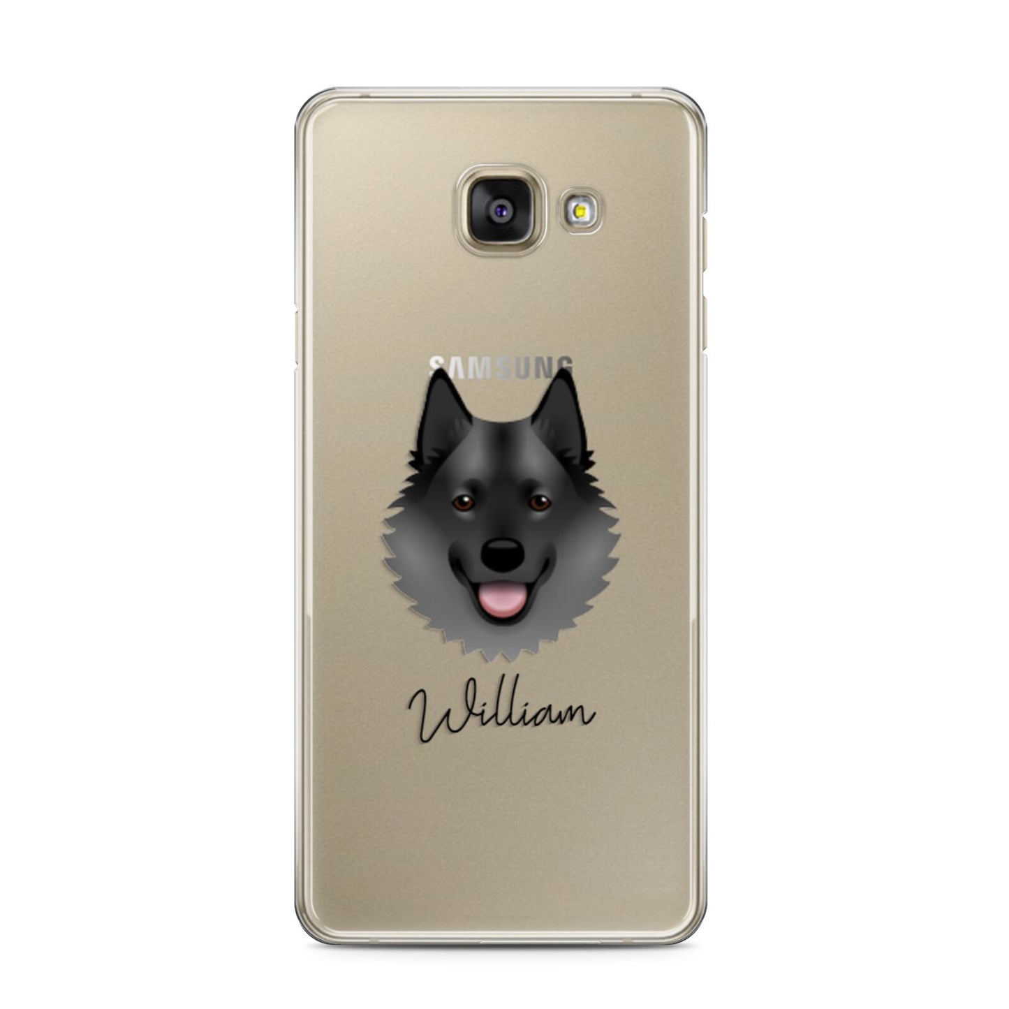 Norwegian Elkhound Personalised Samsung Galaxy A3 2016 Case on gold phone