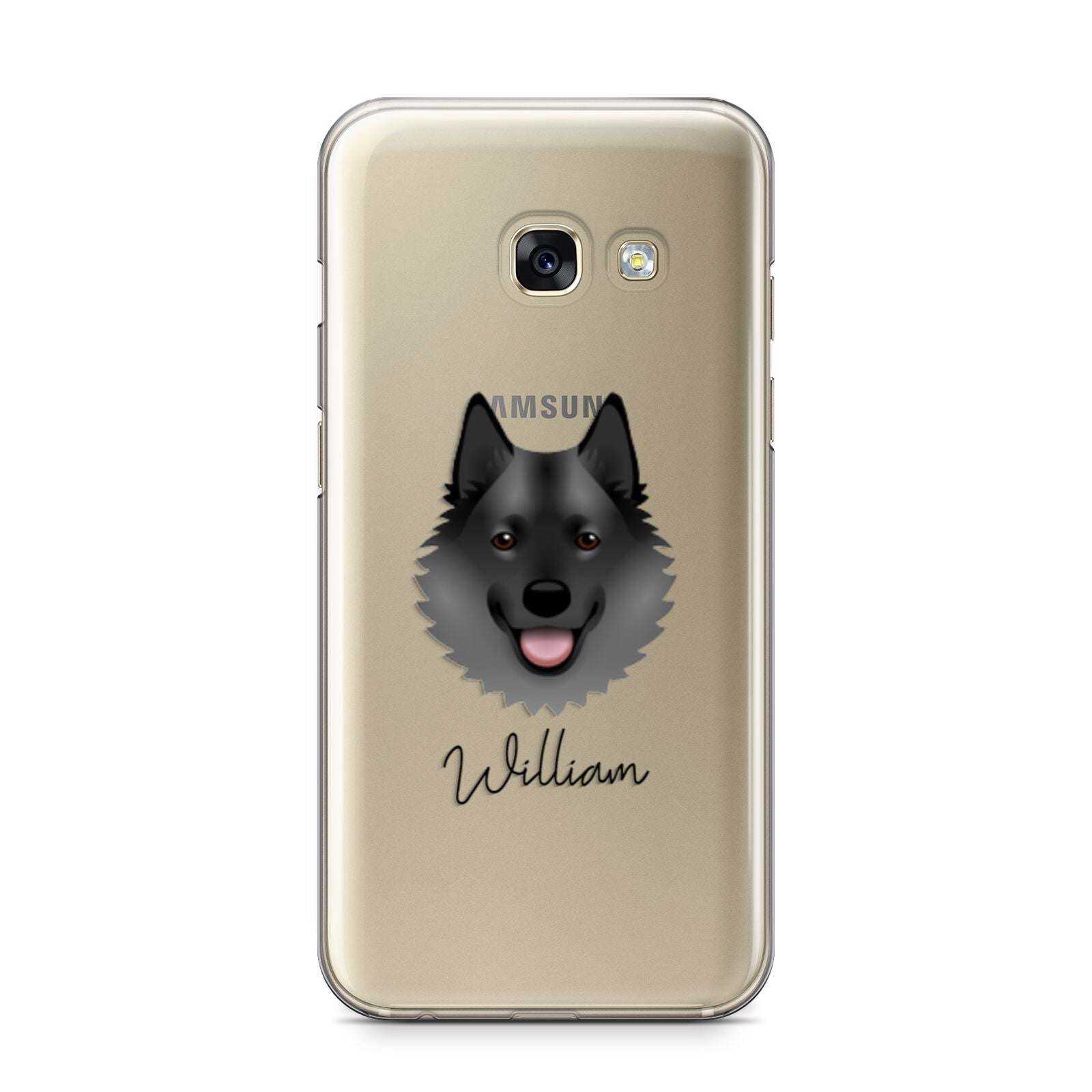 Norwegian Elkhound Personalised Samsung Galaxy A3 2017 Case on gold phone
