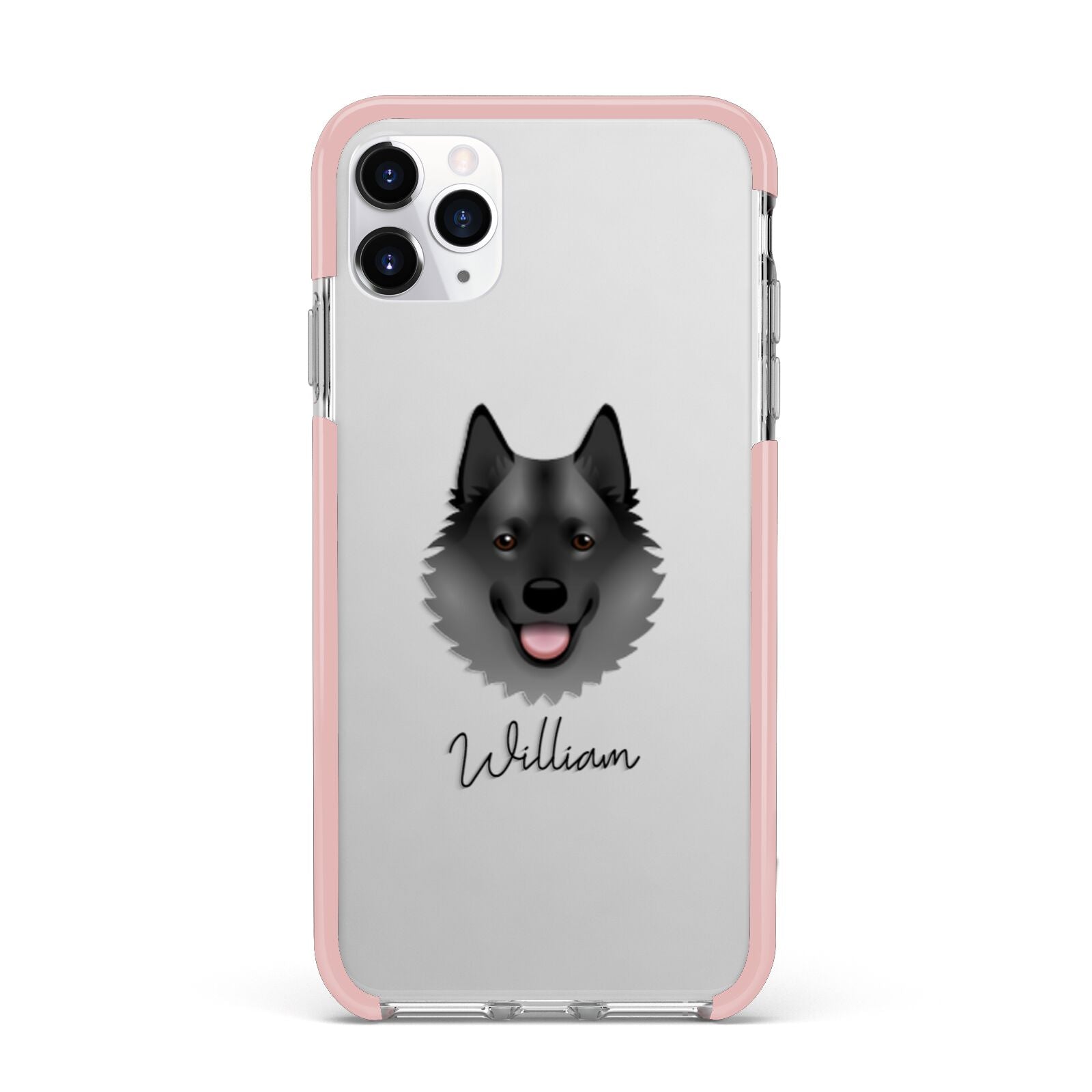 Norwegian Elkhound Personalised iPhone 11 Pro Max Impact Pink Edge Case