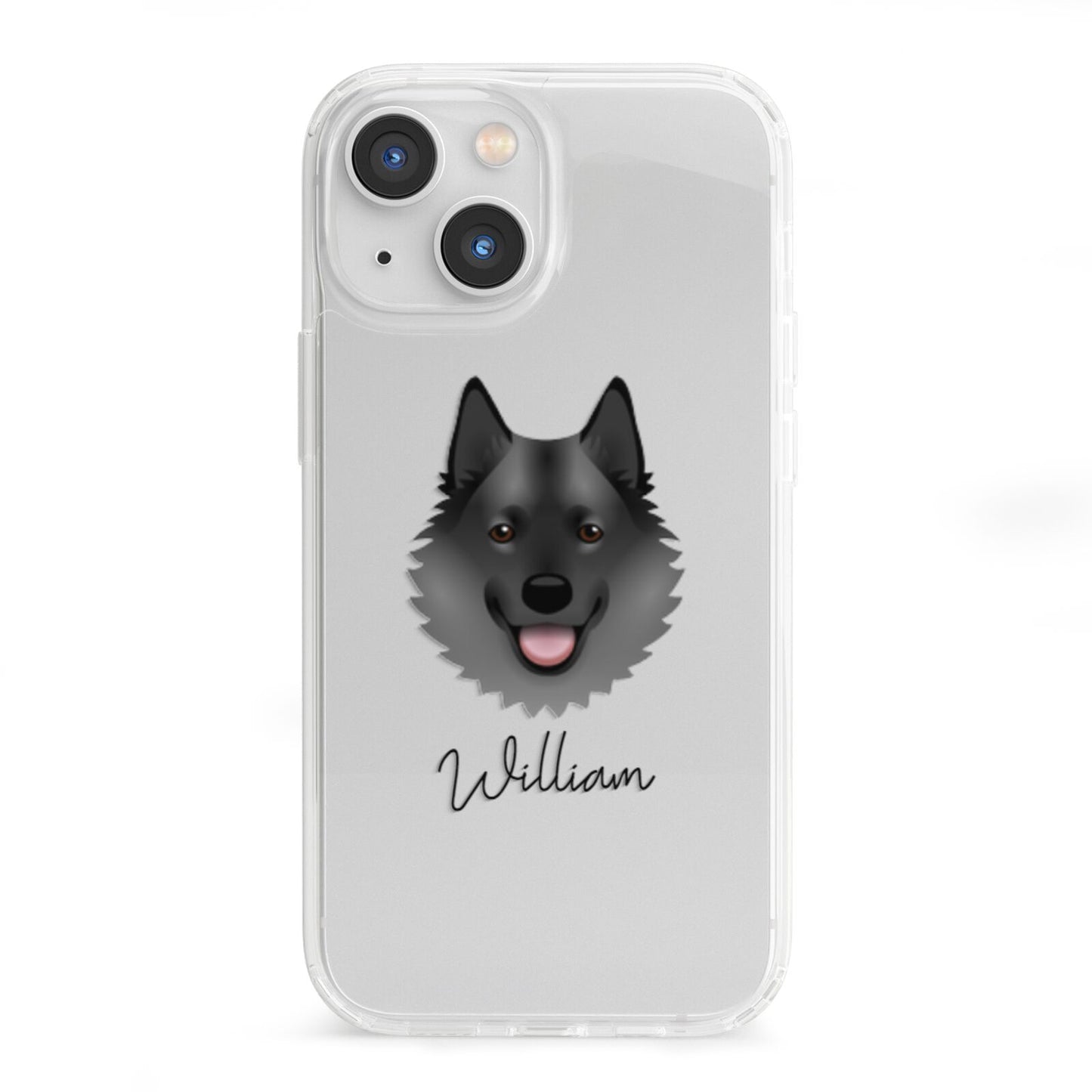 Norwegian Elkhound Personalised iPhone 13 Mini Clear Bumper Case