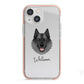 Norwegian Elkhound Personalised iPhone 13 Mini TPU Impact Case with Pink Edges
