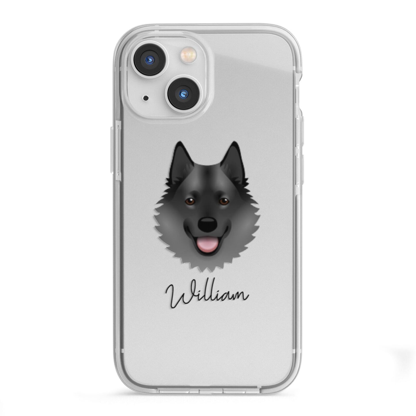 Norwegian Elkhound Personalised iPhone 13 Mini TPU Impact Case with White Edges