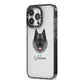 Norwegian Elkhound Personalised iPhone 13 Pro Black Impact Case Side Angle on Silver phone