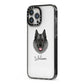 Norwegian Elkhound Personalised iPhone 13 Pro Max Black Impact Case Side Angle on Silver phone