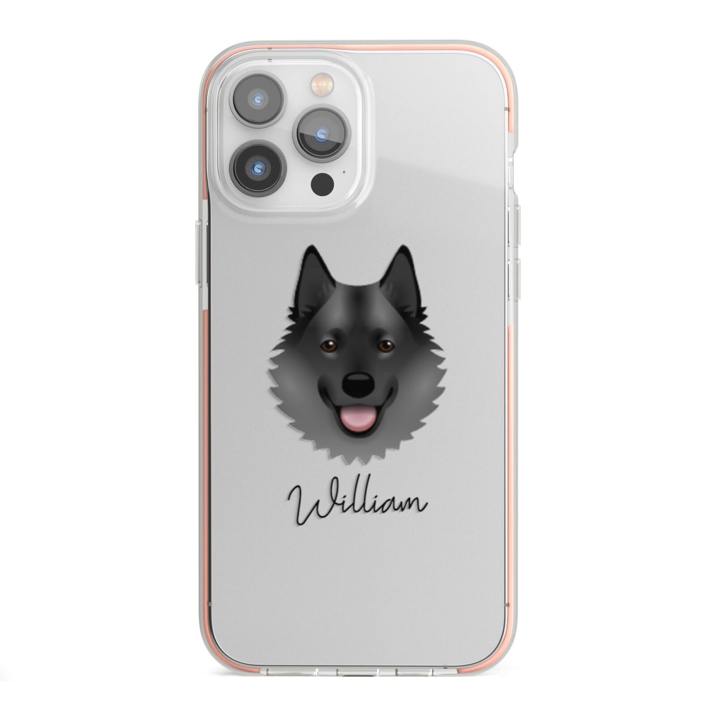 Norwegian Elkhound Personalised iPhone 13 Pro Max TPU Impact Case with Pink Edges