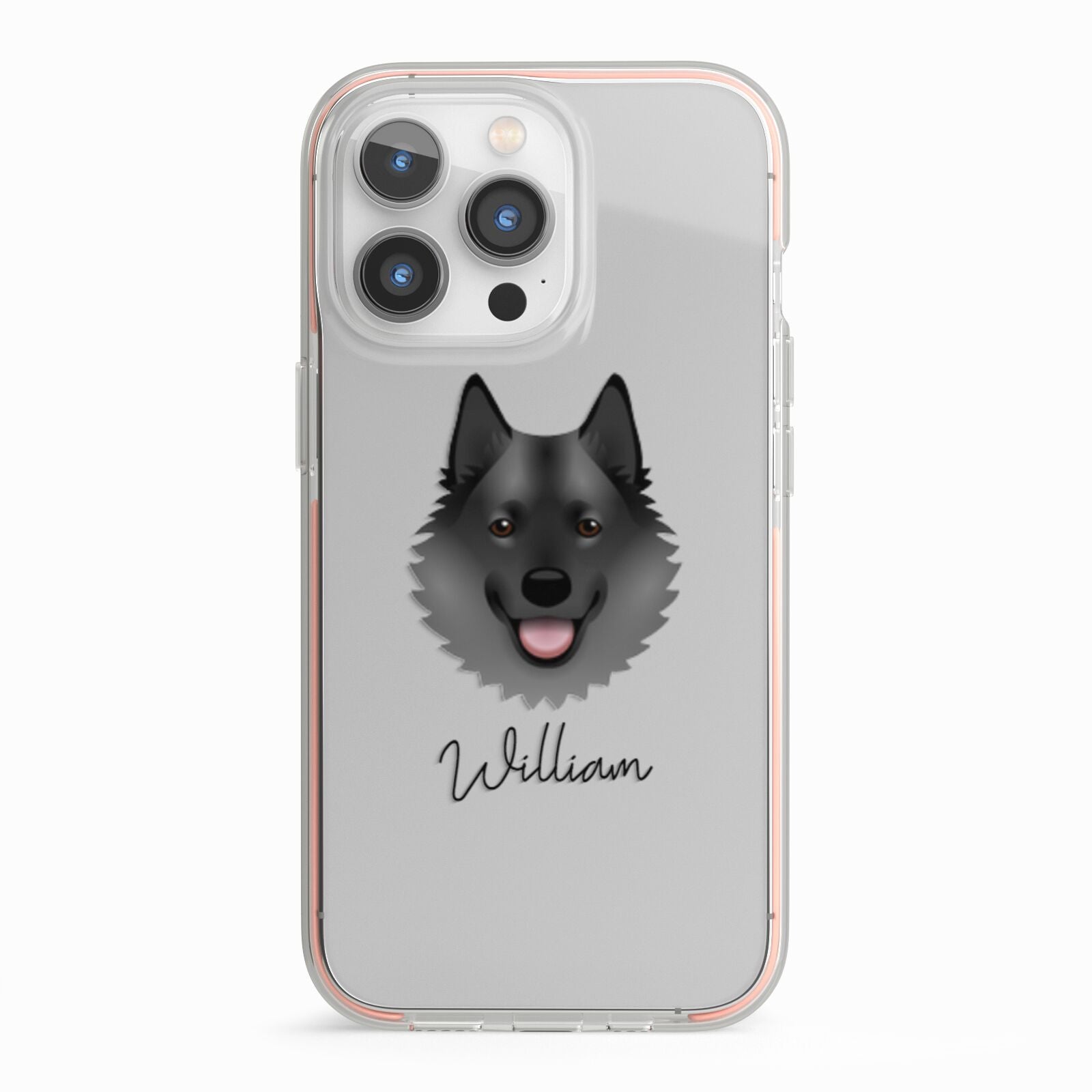 Norwegian Elkhound Personalised iPhone 13 Pro TPU Impact Case with Pink Edges