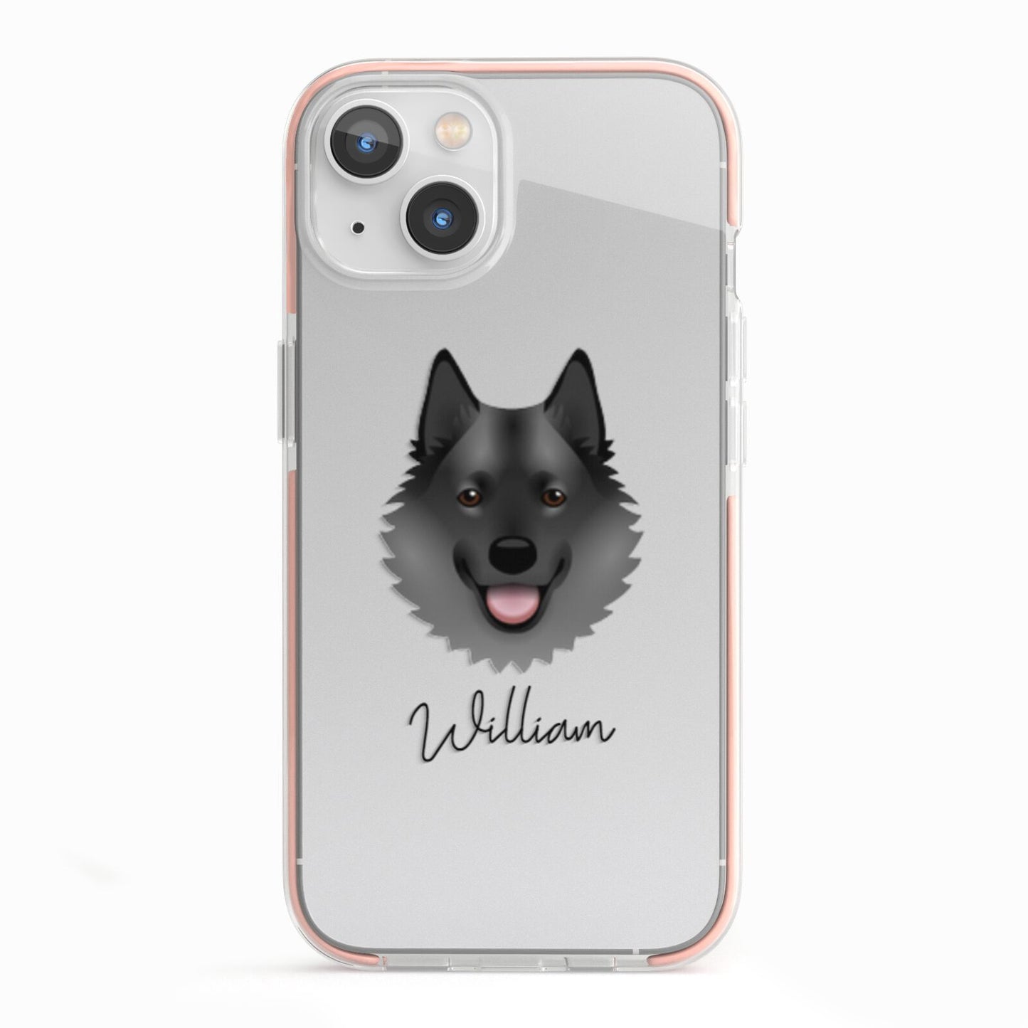 Norwegian Elkhound Personalised iPhone 13 TPU Impact Case with Pink Edges