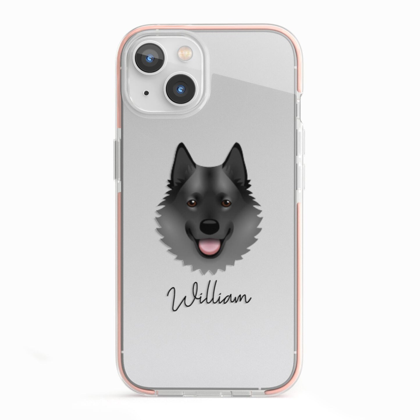 Norwegian Elkhound Personalised iPhone 13 TPU Impact Case with Pink Edges