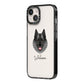 Norwegian Elkhound Personalised iPhone 14 Black Impact Case Side Angle on Silver phone