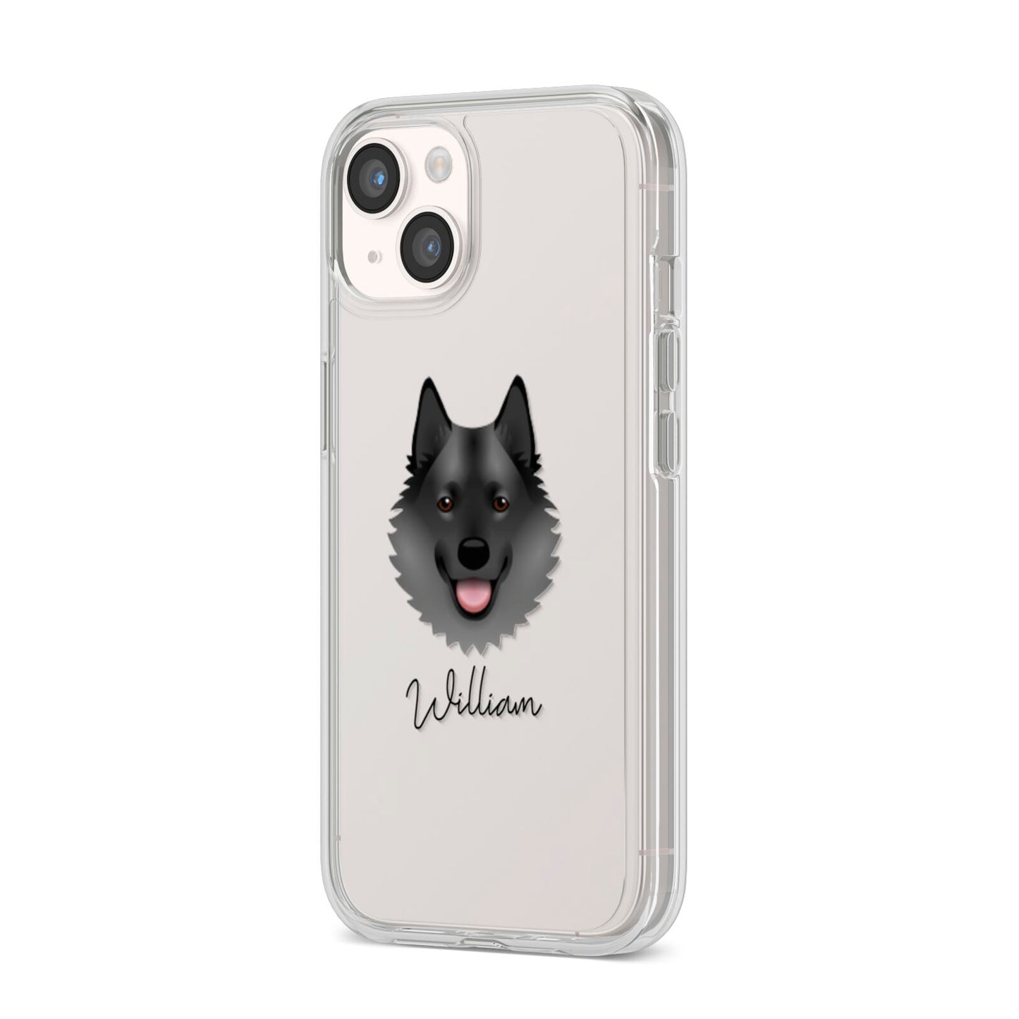 Norwegian Elkhound Personalised iPhone 14 Clear Tough Case Starlight Angled Image