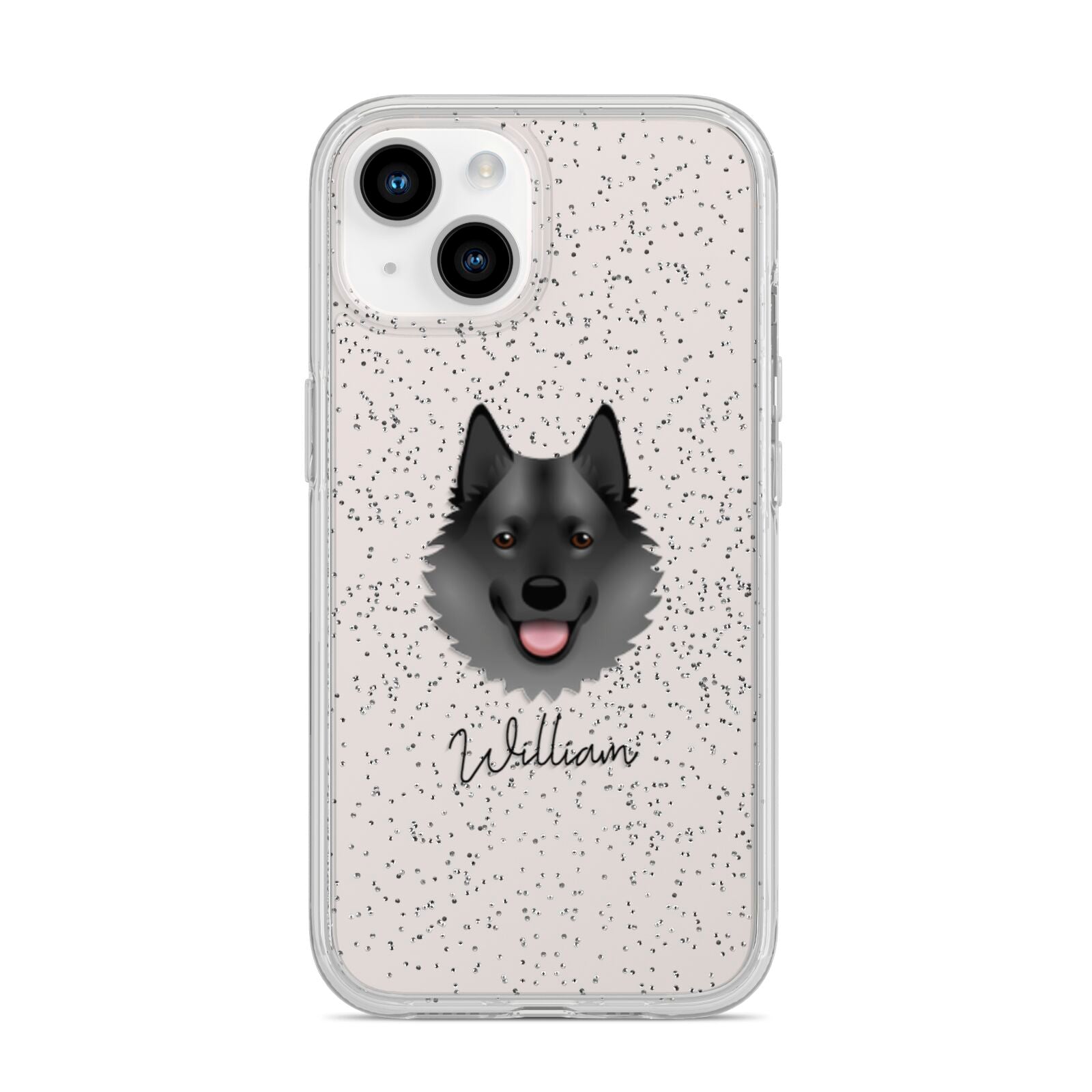 Norwegian Elkhound Personalised iPhone 14 Glitter Tough Case Starlight