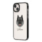 Norwegian Elkhound Personalised iPhone 14 Plus Black Impact Case Side Angle on Silver phone