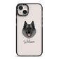 Norwegian Elkhound Personalised iPhone 14 Plus Black Impact Case on Silver phone