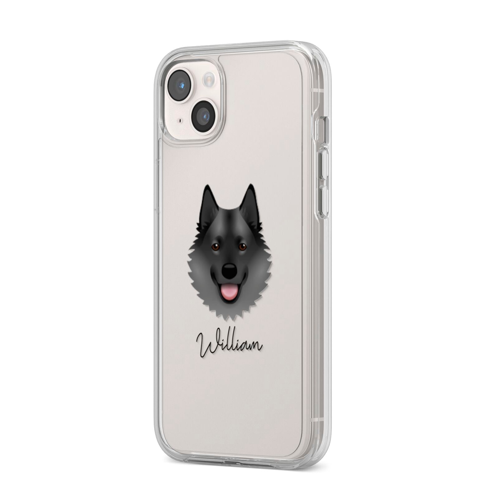 Norwegian Elkhound Personalised iPhone 14 Plus Clear Tough Case Starlight Angled Image