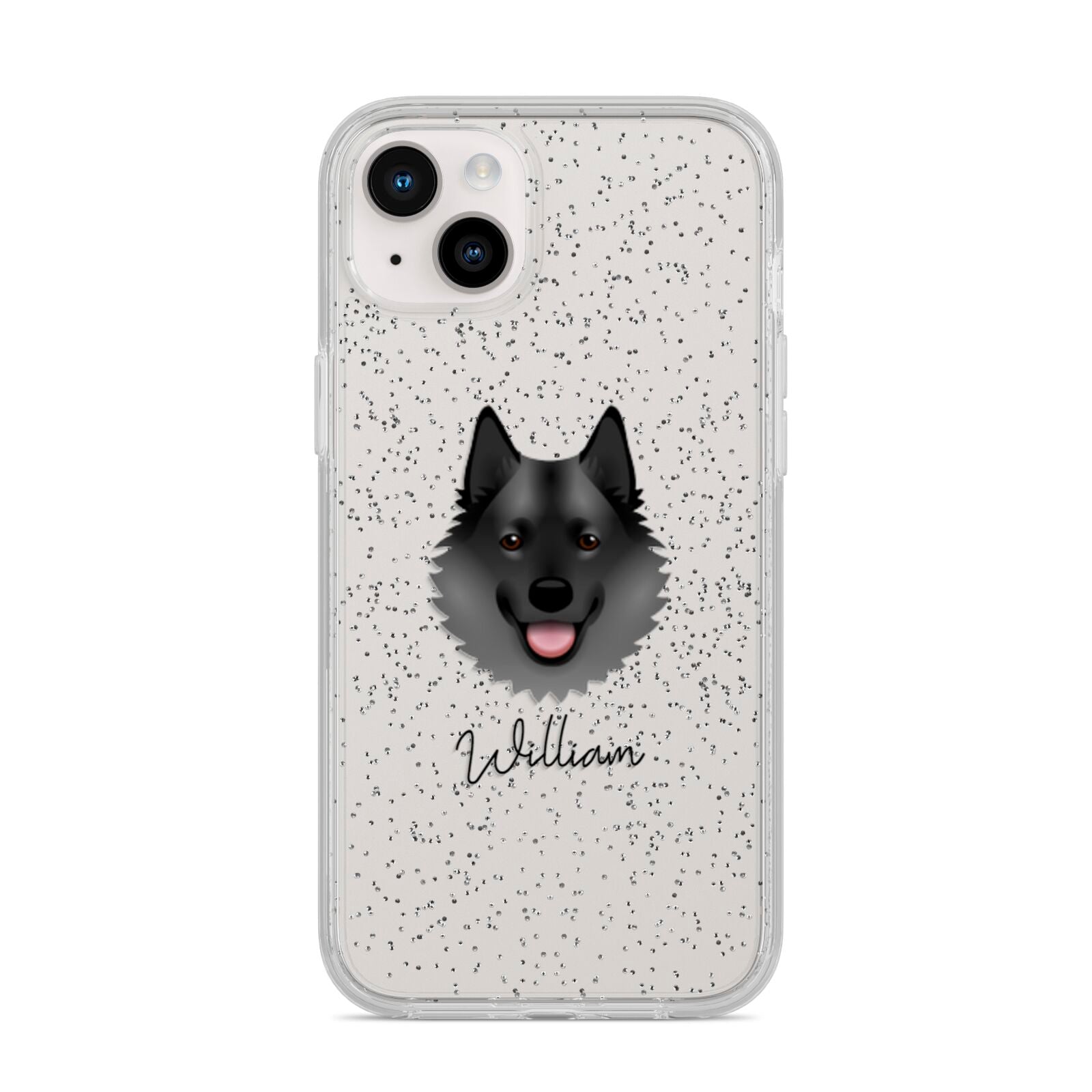 Norwegian Elkhound Personalised iPhone 14 Plus Glitter Tough Case Starlight