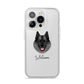 Norwegian Elkhound Personalised iPhone 14 Pro Clear Tough Case Silver